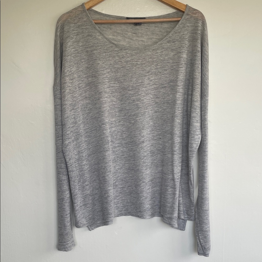 Vince 100% Linen Heather Grey Long Sleeve Large